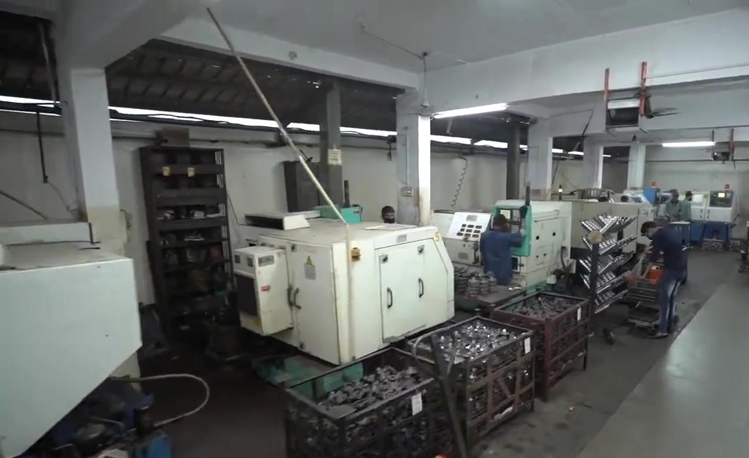 CNC machines in a row on the shop floor