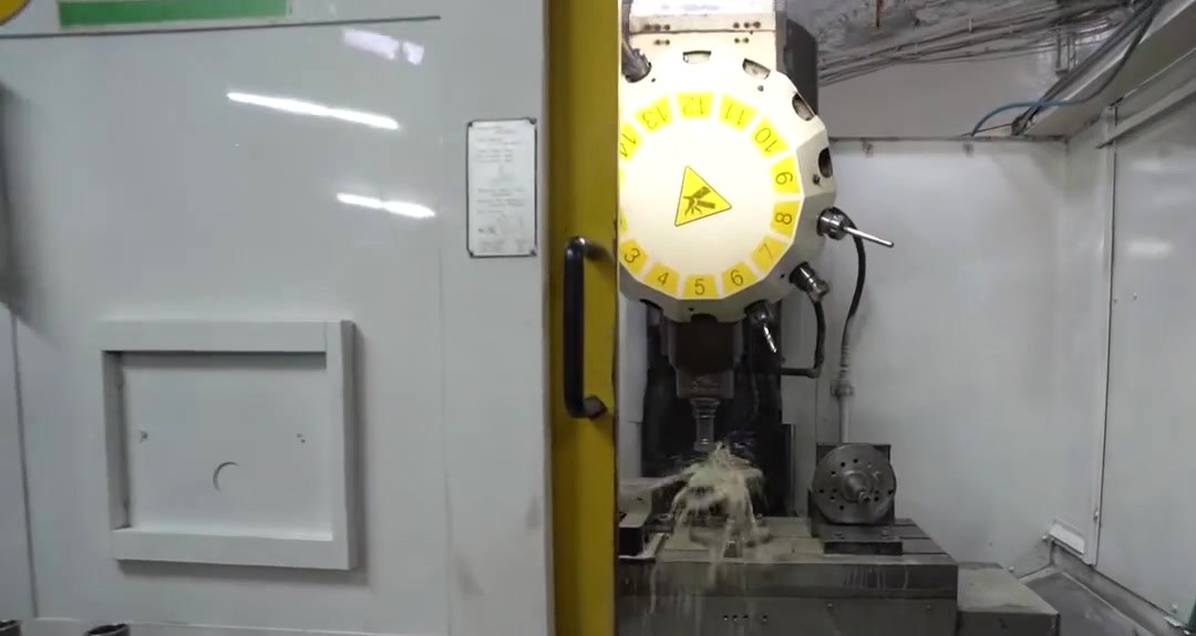A Fanuc Robodrill vertical machining centre at work